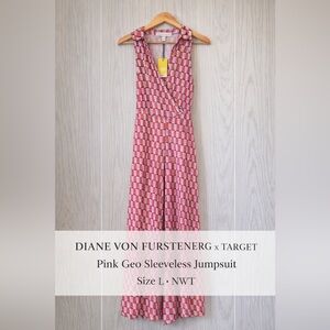 Diane Von Furstenberg for Target Pink Geo Collared Sleeveless Jumpsuit NWT – L